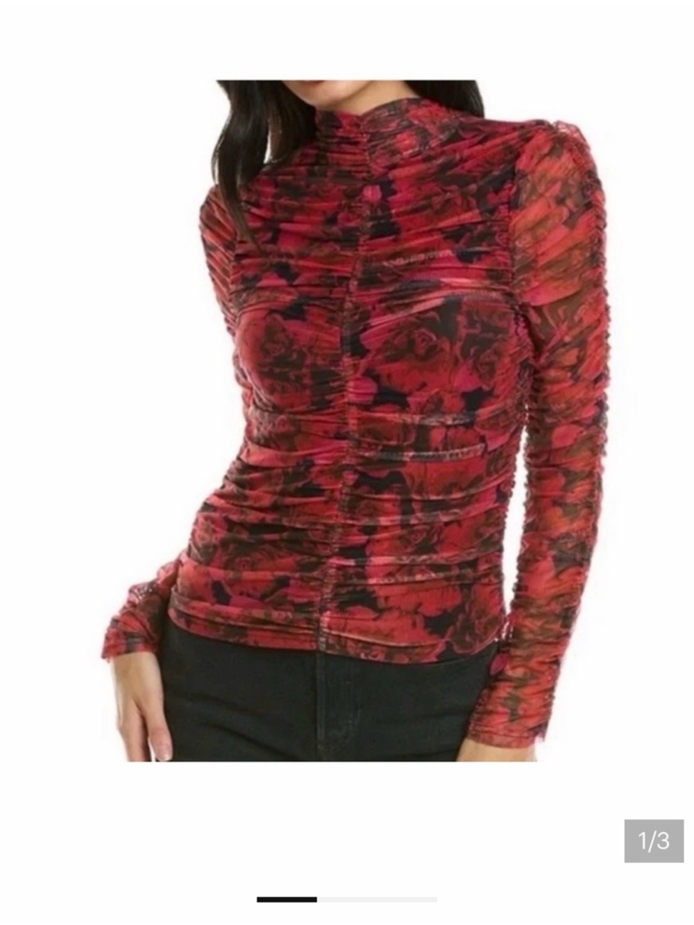 Bagatelle Red Pink and Black Floral Mesh Blouse oversized RARE